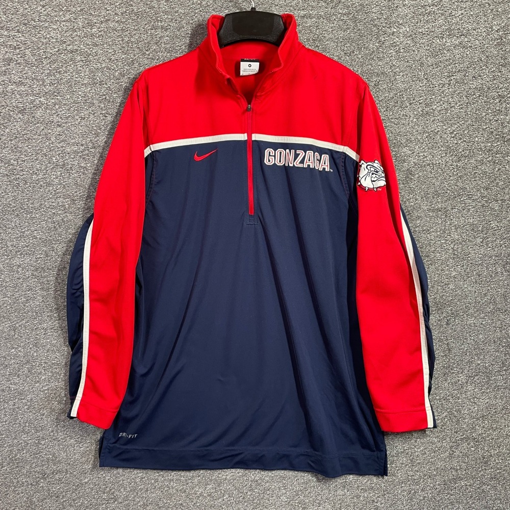 Nike Gonzaga Bulldogs Pullover Mens M Dri-FIT‎ Quarter Zip Red Navy Blue